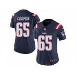 Women's Nike New England Patriots #65 Jonathan Cooper Limited Navy Blue Rush NFL Jersey