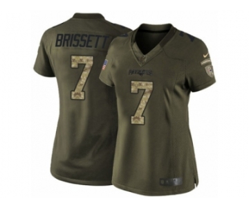 Women's Nike New England Patriots #7 Jacoby Brissett Limited Green Salute to Service NFL Jersey