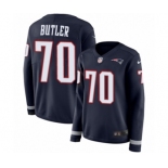 Women's Nike New England Patriots #70 Adam Butler Limited Navy Blue Therma Long Sleeve NFL Jersey