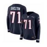 Women's Nike New England Patriots #71 Danny Shelton Limited Navy Blue Therma Long Sleeve NFL Jersey