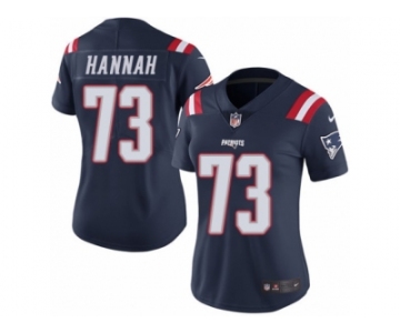 Women's Nike New England Patriots #73 John Hannah Limited Navy Blue Rush NFL Jersey