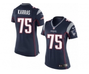 Women's Nike New England Patriots #75 Ted Karras Limited Navy Blue Team Color NFL Jersey