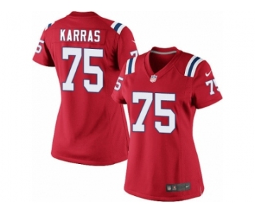 Women's Nike New England Patriots #75 Ted Karras Limited Red Alternate NFL Jersey