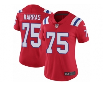 Women's Nike New England Patriots #75 Ted Karras Vapor Untouchable Limited Red Alternate NFL Jersey