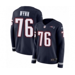 Women's Nike New England Patriots #76 Isaiah Wynn Limited Navy Blue Therma Long Sleeve NFL Jersey