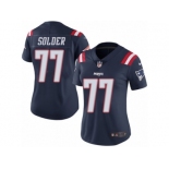 Women's Nike New England Patriots #77 Nate Solder Limited Navy Blue Rush NFL Jersey