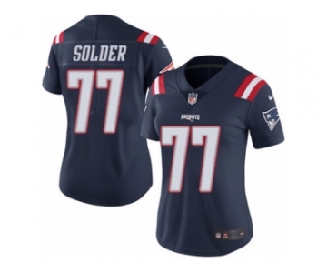 Women's Nike New England Patriots #77 Nate Solder Limited Navy Blue Rush NFL Jersey