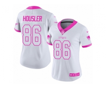 Women's Nike New England Patriots #86 Rob Housler Limited White Pink Rush Fashion NFL Jersey