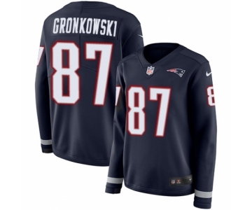 Women's Nike New England Patriots #87 Rob Gronkowski Limited Navy Blue Therma Long Sleeve NFL Jersey