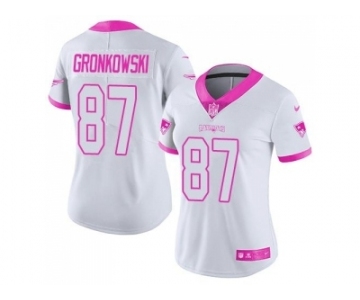 Women's Nike New England Patriots #87 Rob Gronkowski Limited Rush Fashion Pink NFL Jersey