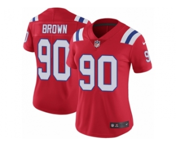 Women's Nike New England Patriots #90 Malcom Brown Vapor Untouchable Limited Red Alternate NFL Jersey