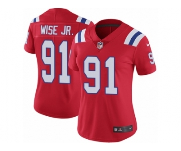 Women's Nike New England Patriots #91 Deatrich Wise Jr Vapor Untouchable Limited Red Alternate NFL Jersey