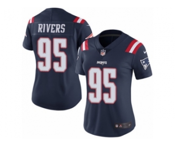 Women's Nike New England Patriots #95 Derek Rivers Limited Navy Blue Rush NFL Jersey