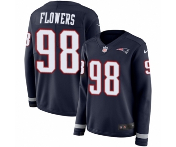 Women's Nike New England Patriots #98 Trey Flowers Limited Navy Blue Therma Long Sleeve NFL Jersey