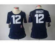 nike women nfl jerseys new england patriots #12 brady blue[breast cancer awareness]