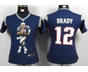 nike women nfl jerseys new england patriots #12 brady blue[portrait fashion]