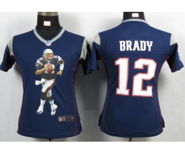 nike women nfl jerseys new england patriots #12 brady blue[portrait fashion]