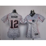 nike women nfl jerseys new england patriots #12 brady [fem fan zebra]