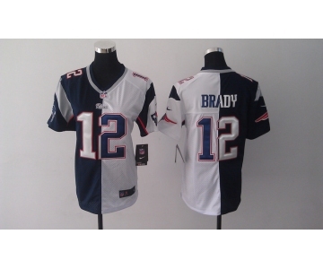 nike women nfl jerseys new england patriots #12 tom brady blue-white[Elite split]