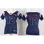 nike women nfl jerseys new england patriots #12 tom brady blue[fashion Rhinestone sequins]