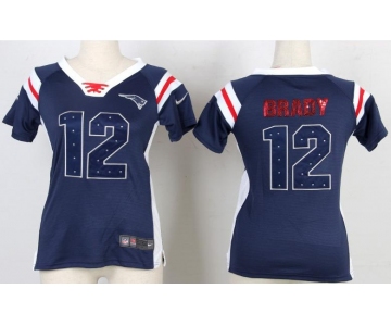 nike women nfl jerseys new england patriots #12 tom brady blue[fashion Rhinestone sequins]