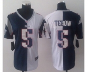 nike women nfl jerseys new england patriots #5 tebow white-blue[nike split]