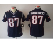 nike women nfl jerseys new england patriots #87 gronkowski blue[nike limited]