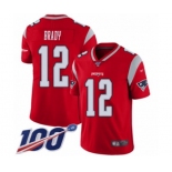 Youth New England Patriots #12 Tom Brady Limited Red Inverted Legend 100th Season Football Jersey