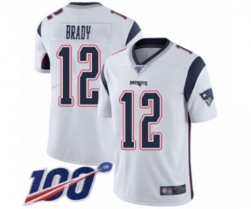 Youth New England Patriots #12 Tom Brady White Vapor Untouchable Limited Player 100th Season Football Jersey