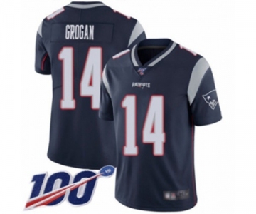 Youth New England Patriots #14 Steve Grogan Navy Blue Team Color Vapor Untouchable Limited Player 100th Season Football Jersey