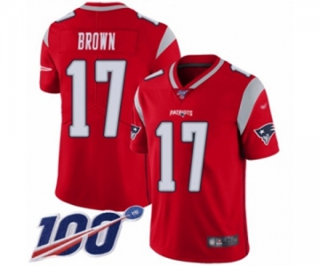 Youth New England Patriots #17 Antonio Brown Limited Red Inverted Legend 100th Season Football Jersey