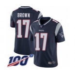 Youth New England Patriots #17 Antonio Brown Navy Blue Team Color Vapor Untouchable Limited Player 100th Season Football Jersey