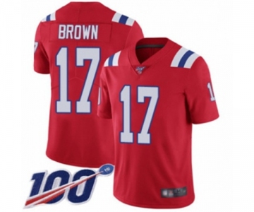 Youth New England Patriots #17 Antonio Brown Red Alternate Vapor Untouchable Limited Player 100th Season Football Jersey