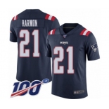 Youth New England Patriots #21 Duron Harmon Limited Navy Blue Rush Vapor Untouchable 100th Season Football Jersey