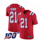 Youth New England Patriots #21 Duron Harmon Red Alternate Vapor Untouchable Limited Player 100th Season Football Jersey