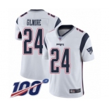 Youth New England Patriots #24 Stephon Gilmore White Vapor Untouchable Limited Player 100th Season Football Jersey