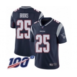 Youth New England Patriots #25 Terrence Brooks Navy Blue Team Color Vapor Untouchable Limited Player 100th Season Football Jersey