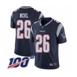 Youth New England Patriots #26 Sony Michel Navy Blue Team Color Vapor Untouchable Limited Player 100th Season Football Jersey