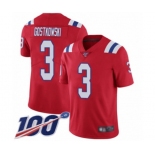 Youth New England Patriots #3 Stephen Gostkowski Red Alternate Vapor Untouchable Limited Player 100th Season Football Jersey