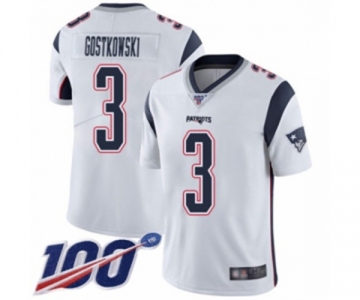 Youth New England Patriots #3 Stephen Gostkowski White Vapor Untouchable Limited Player 100th Season Football Jersey