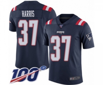 Youth New England Patriots #37 Damien Harris Limited Navy Blue Rush Vapor Untouchable 100th Season Football Jersey