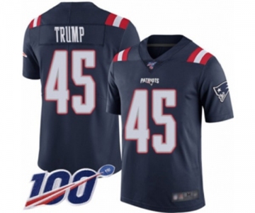 Youth New England Patriots #45 Donald Trump Limited Navy Blue Rush Vapor Untouchable 100th Season Football Jersey