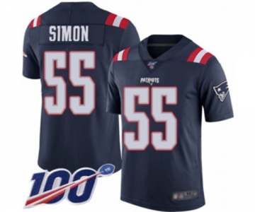 Youth New England Patriots #55 John Simon Limited Navy Blue Rush Vapor Untouchable 100th Season Football Jersey