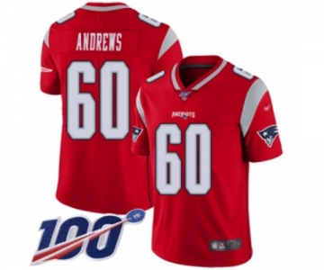 Youth New England Patriots #60 David Andrews Limited Red Inverted Legend 100th Season Football Jersey