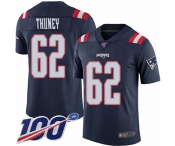 Youth New England Patriots #62 Joe Thuney Limited Navy Blue Rush Vapor Untouchable 100th Season Football Jersey