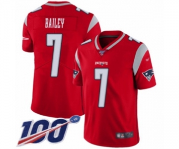 Youth New England Patriots #7 Jake Bailey Limited Red Inverted Legend 100th Season Football Jersey