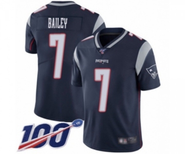 Youth New England Patriots #7 Jake Bailey Navy Blue Team Color Vapor Untouchable Limited Player 100th Season Football Jersey