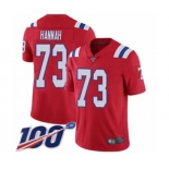 Youth New England Patriots #73 John Hannah Red Alternate Vapor Untouchable Limited Player 100th Season Football Jersey