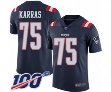 Youth New England Patriots #75 Ted Karras Limited Navy Blue Rush Vapor Untouchable 100th Season Football Jersey