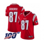 Youth New England Patriots #87 Rob Gronkowski Limited Red Inverted Legend 100th Season Football Jersey